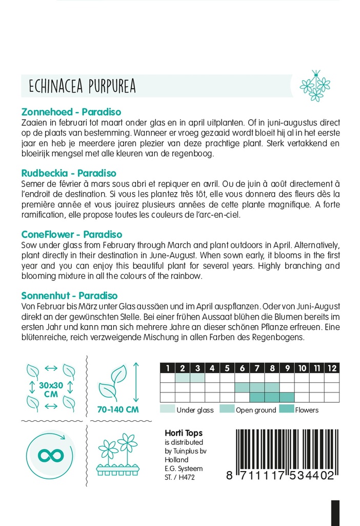 Echinacea - ZONNEHOED PARADISIO - ca 0,5 g