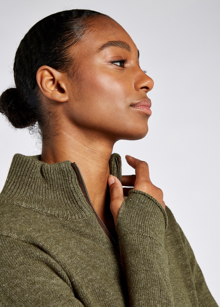 Dubarry - Morrisey Zip Neck Sweater - Dusky Green