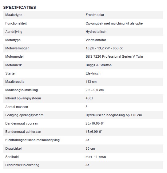 Grillo FD450 - specificaties