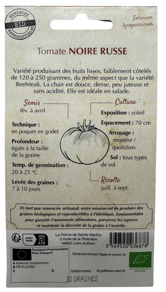 Tomaten - Black Russian/Noire Russe BIO- ca 30 z