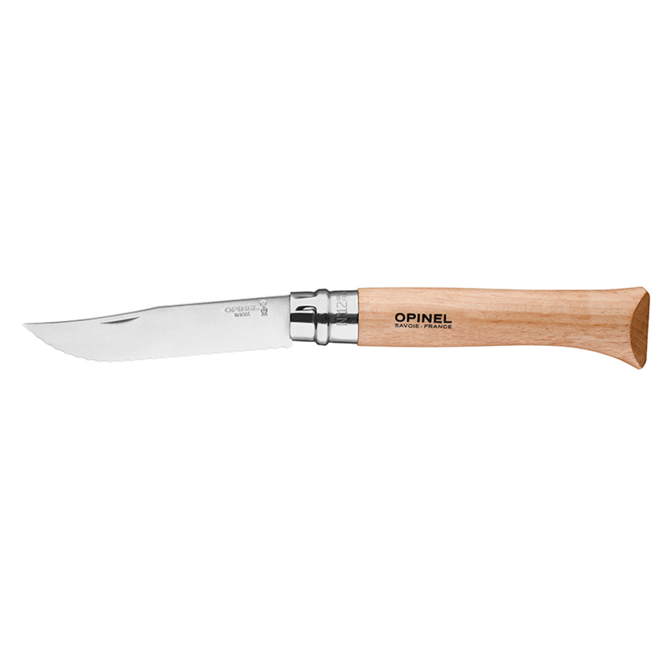OPINEL NR 12 inox, gekarteld blad, beukenhout