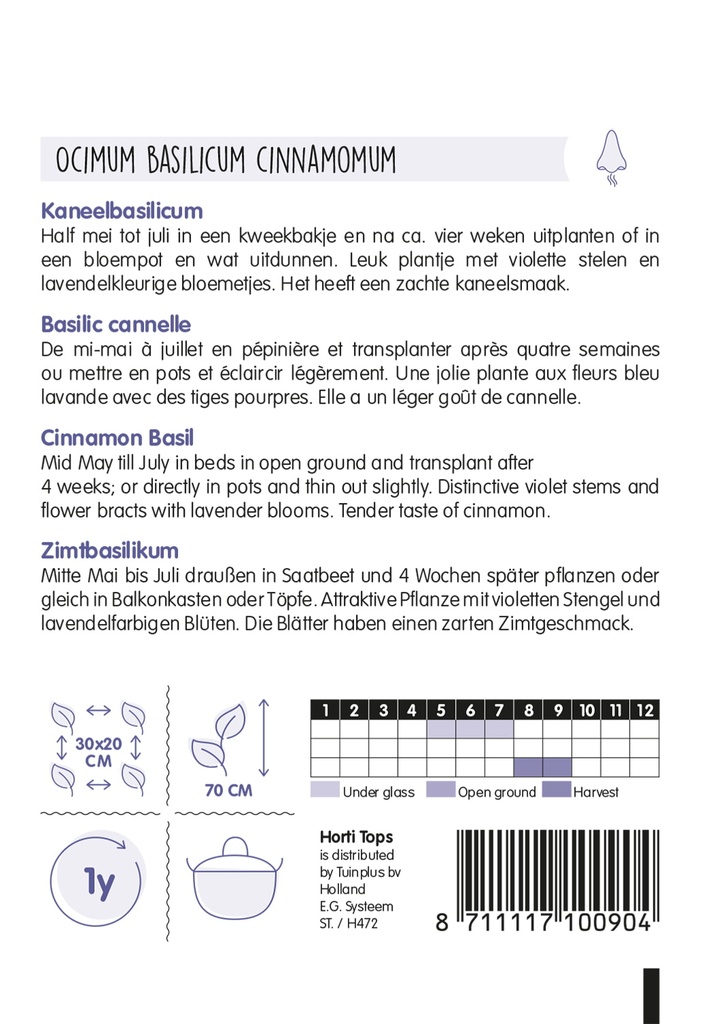 Basilicum Kaneelsmaak - ca 1,5 g