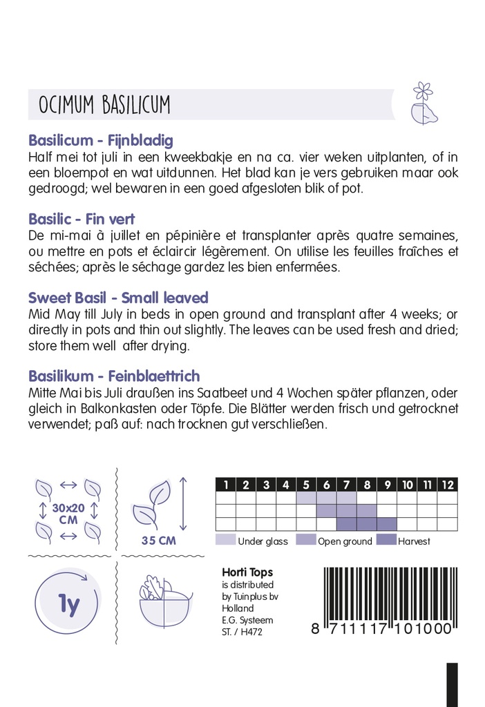 Basilicum fijnbladig - ca 1,5 g