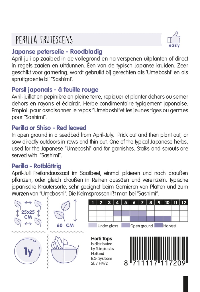 Japanse peterselie SHISO paarsbladig - ca 0,5 g