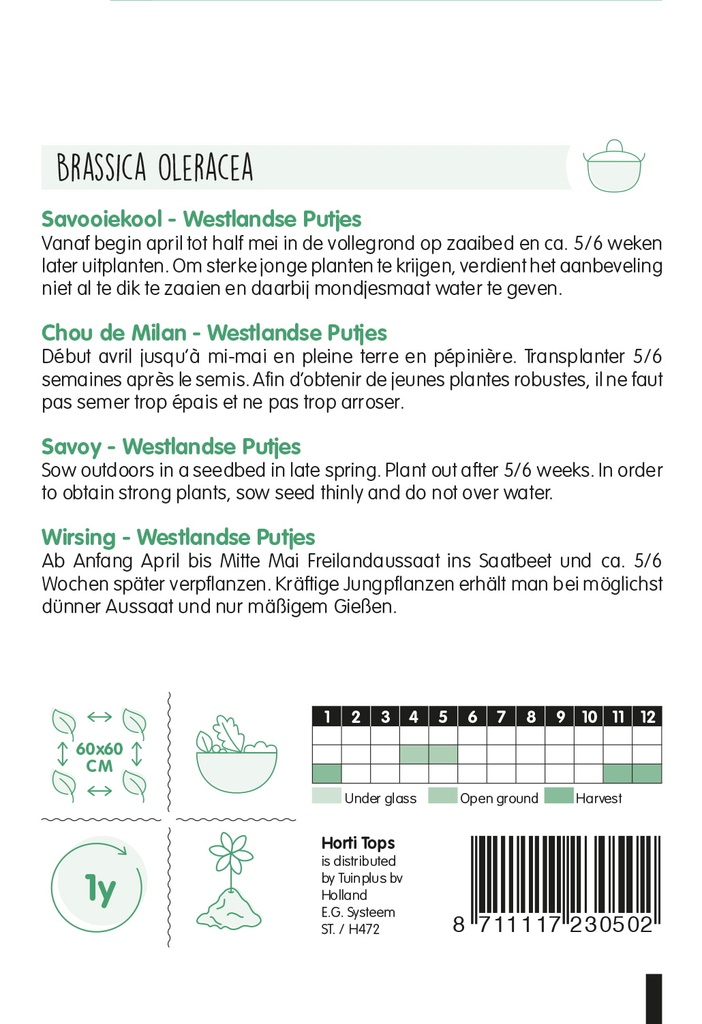 Savooikool DONKERGROENE PUTJES - ca 0,5 g