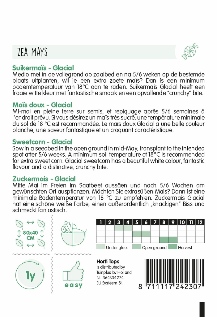 Witte suikermaïs GLACIAL - ca 20 z