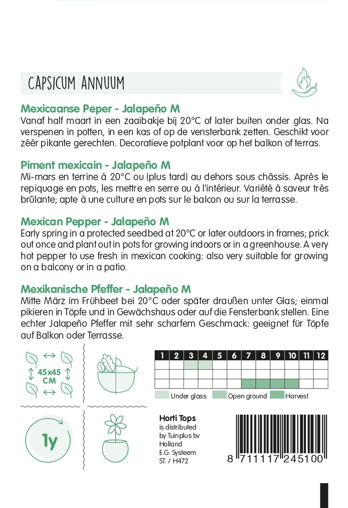 Mexicaanse peper JALAPENO-M - ca 2 g