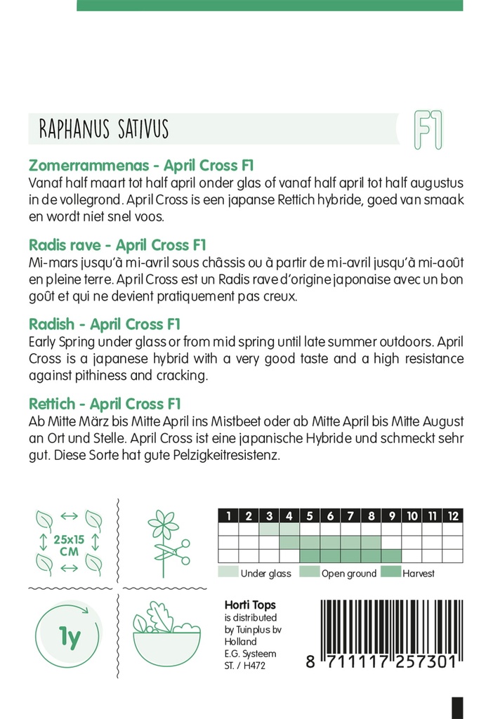 Witte rammenas APRIL CROSS F1 - ca 1,75 g
