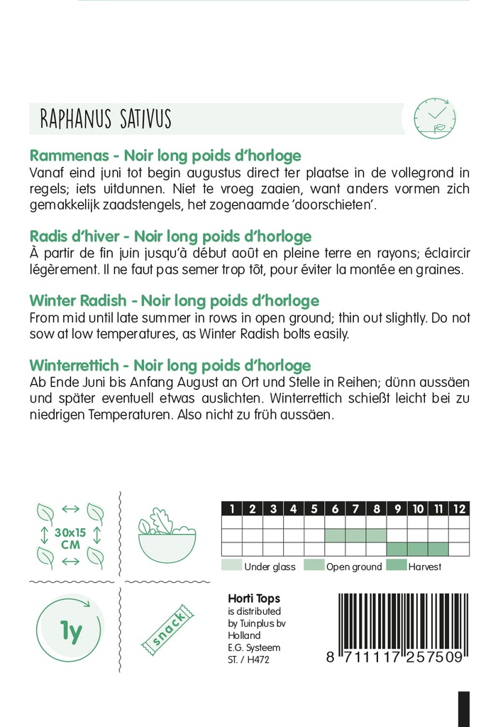 Zwarte rammenas POIDS D'HORLOGE - ca 10 g