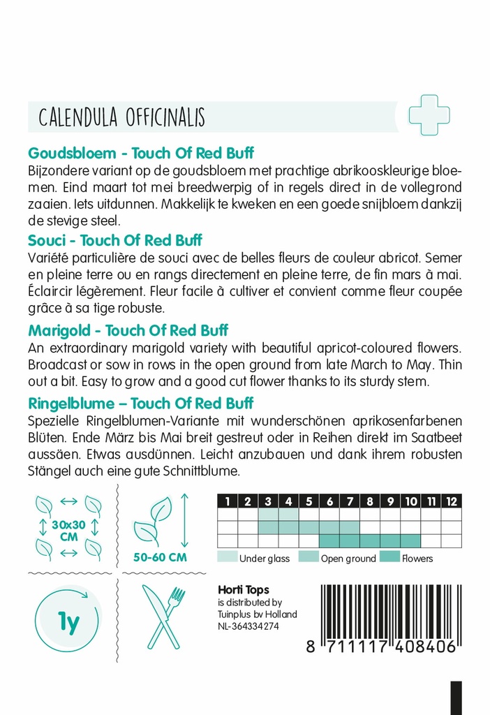 Calendula of goudsbloem TOUCH OF RED BUFF - ca 0,75 g