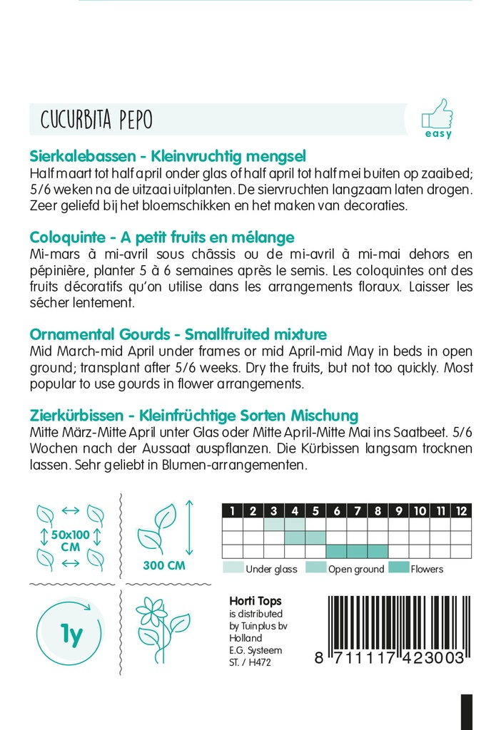 Sierkalebassen KLEINVRUCHTIG gemengd - ca 2 g