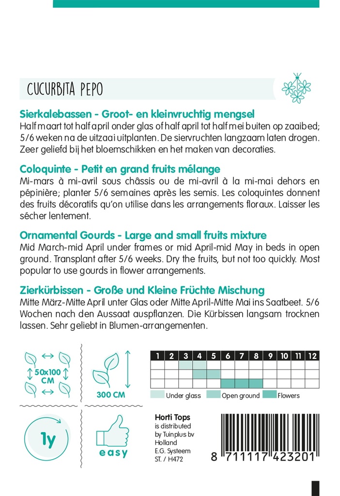 Sierkalebassen KLEIN- EN GROOTVRUCHTIG gemengd - ca 2 g