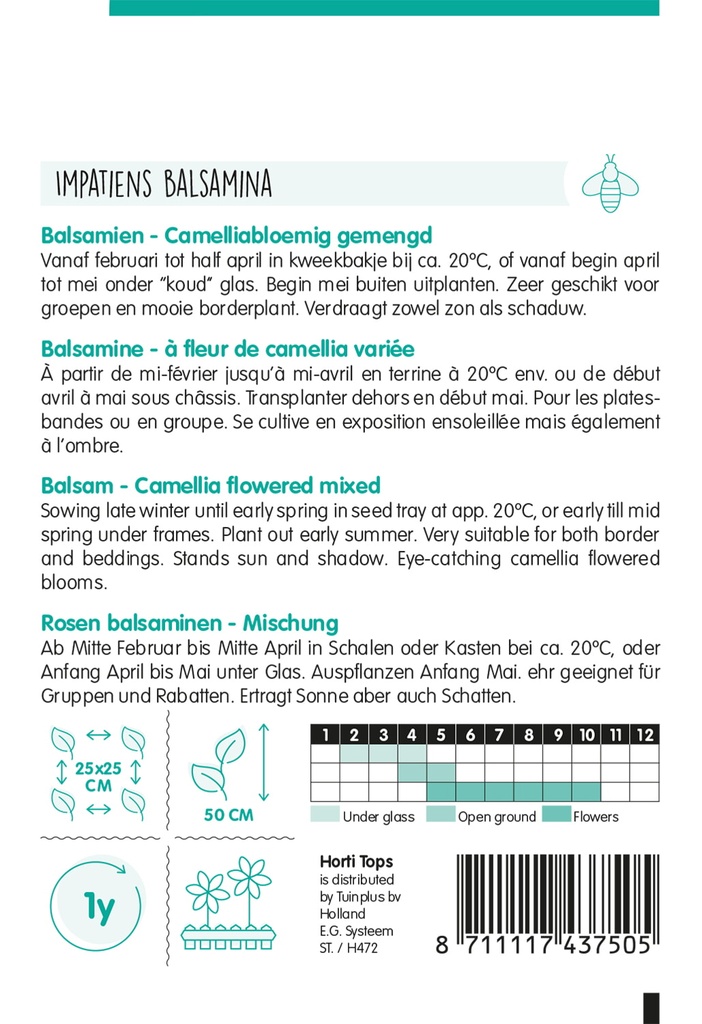 Impatiens BALSAMINA of BALSAMIEN - ca 1,5 g