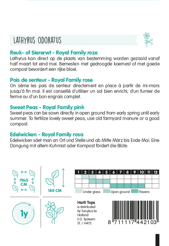 Lathyrus Royal Family roze - ca 4g