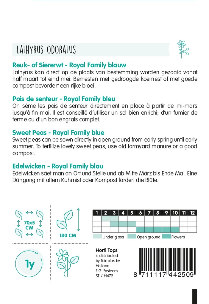 Lathyrus ROYAL FAMILY BLAUW - ca 4 g