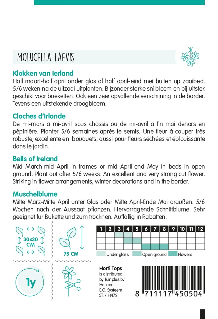 Moluccella - KLOKKEN VAN IERLAND - ca 0,75 g