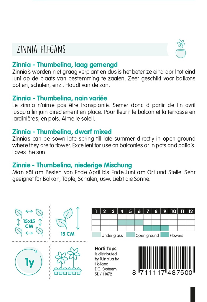 Zinnia elegans THUMBELINA mix - 0,75 g