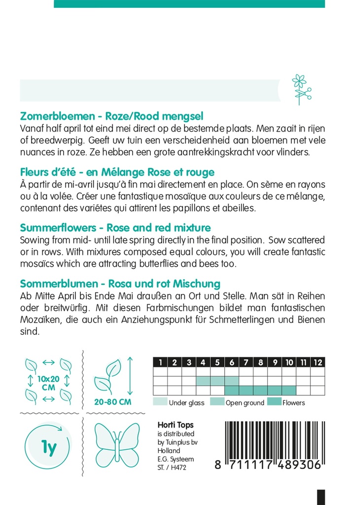 Zomerbloemen rose/rode tinten - ca 2 g
