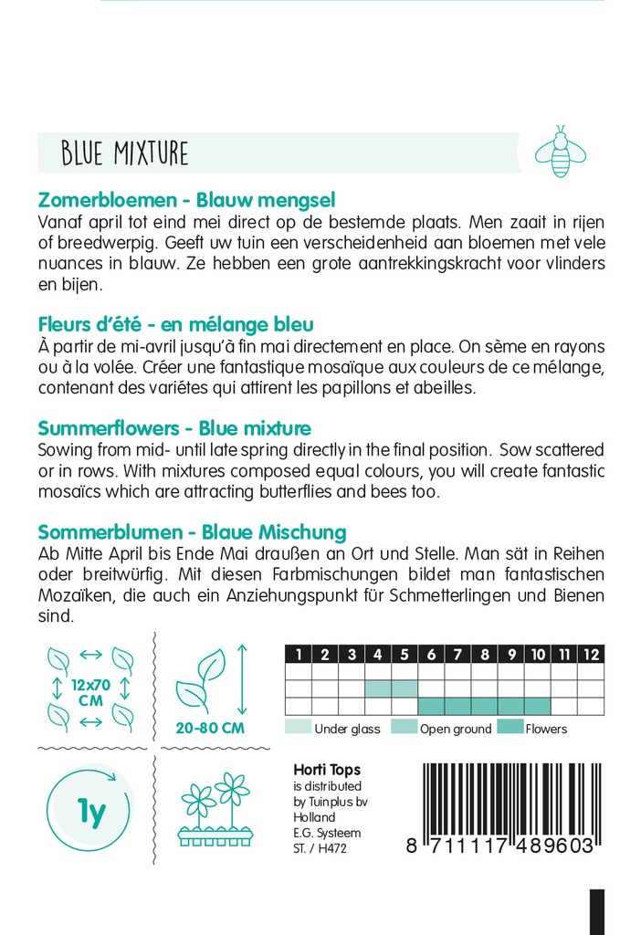 Zomerbloemen BLAUWE tinten - ca 2 g