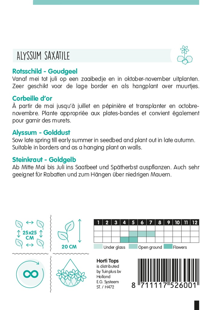 Alyssum, Rotsschild goudgeel - ca 0,3g