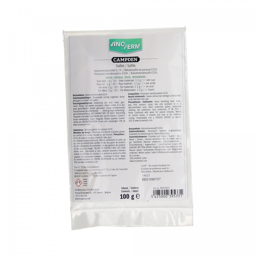 Kaliummetabisulfiet Vinoferm Campden - 100 g