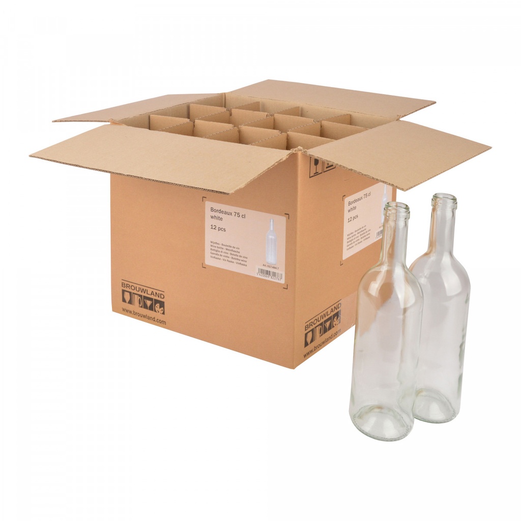 WIJNFLES BORDEAUX 75 CL,WIT,12 STUKS