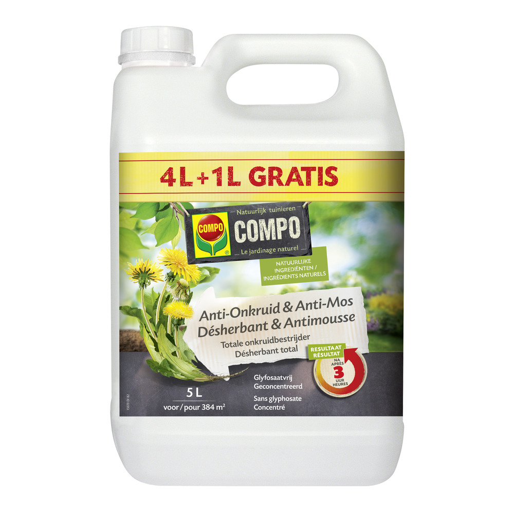 COMPO Anti-Onkruid & Anti-Mos Totale Onkruidbestrijder Concentraat - 4+1L