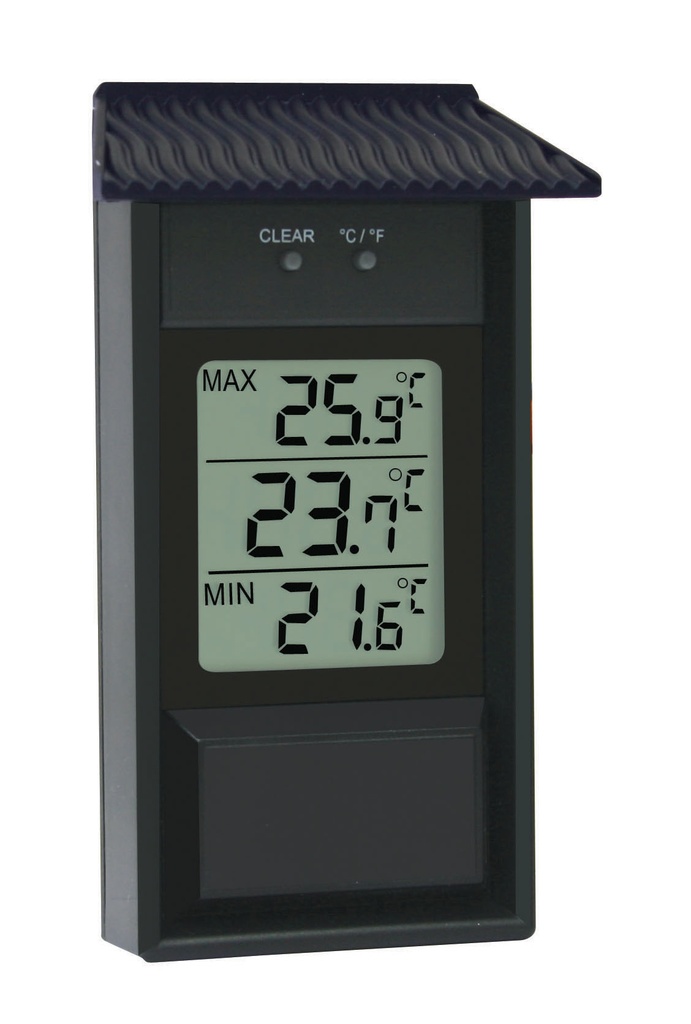 Elektronische min-max thermometer - 132 x 80 mm - zwart