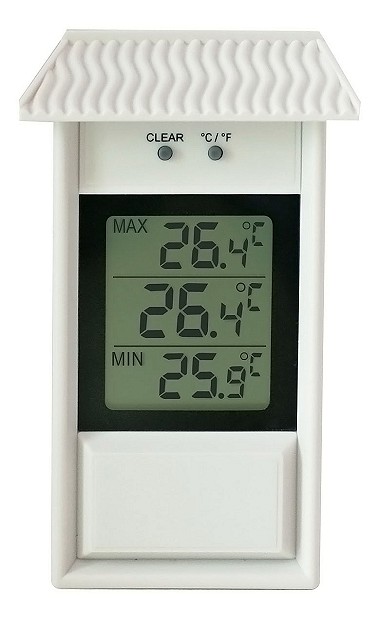 Elektronische min-max thermometer - 132 x 80 mm - wit