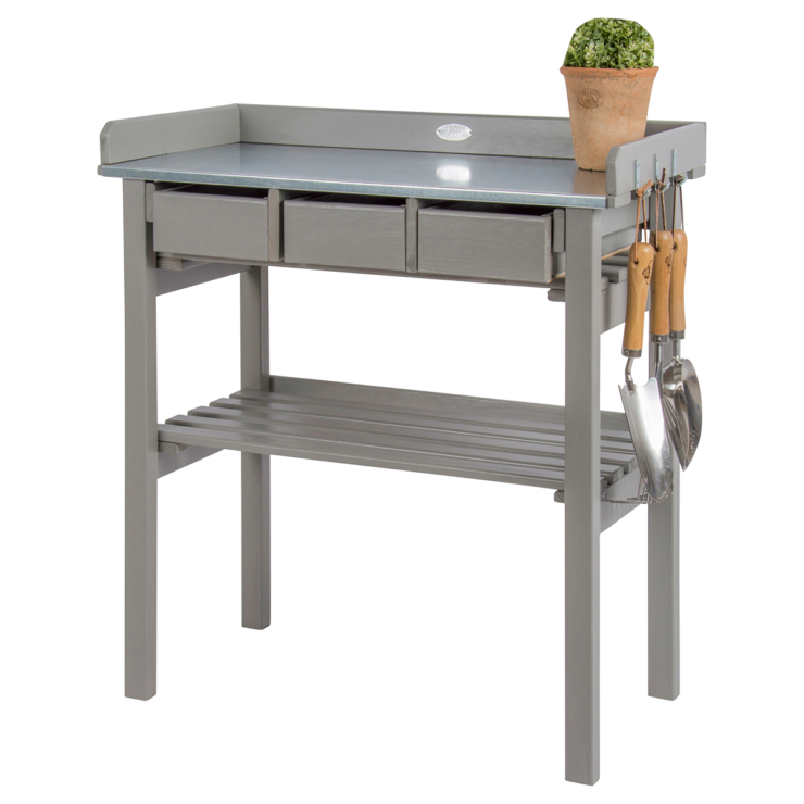 Tuinwerktafel met lades grijs