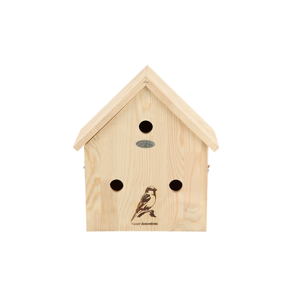 Nichoir avec silhouette moineau