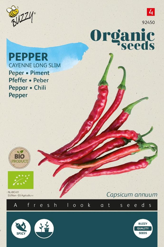 Bio - Piment d'Espagne LONG SLIM CAYENNE - ca 0,25 g