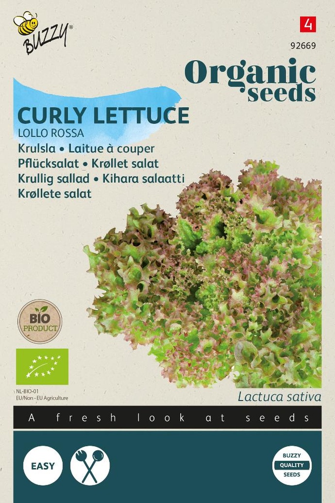 Bio - Laitue frisée LOLLO ROSSA - ca 0,5 g