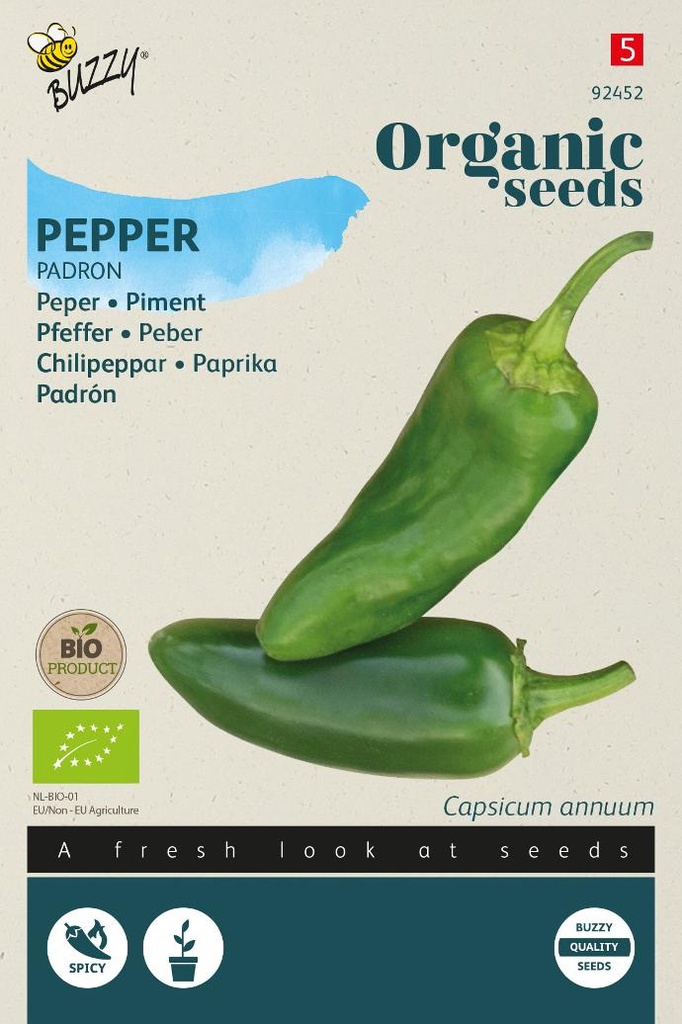 Bio -Turkse peper PADRON - ca 0,15 g