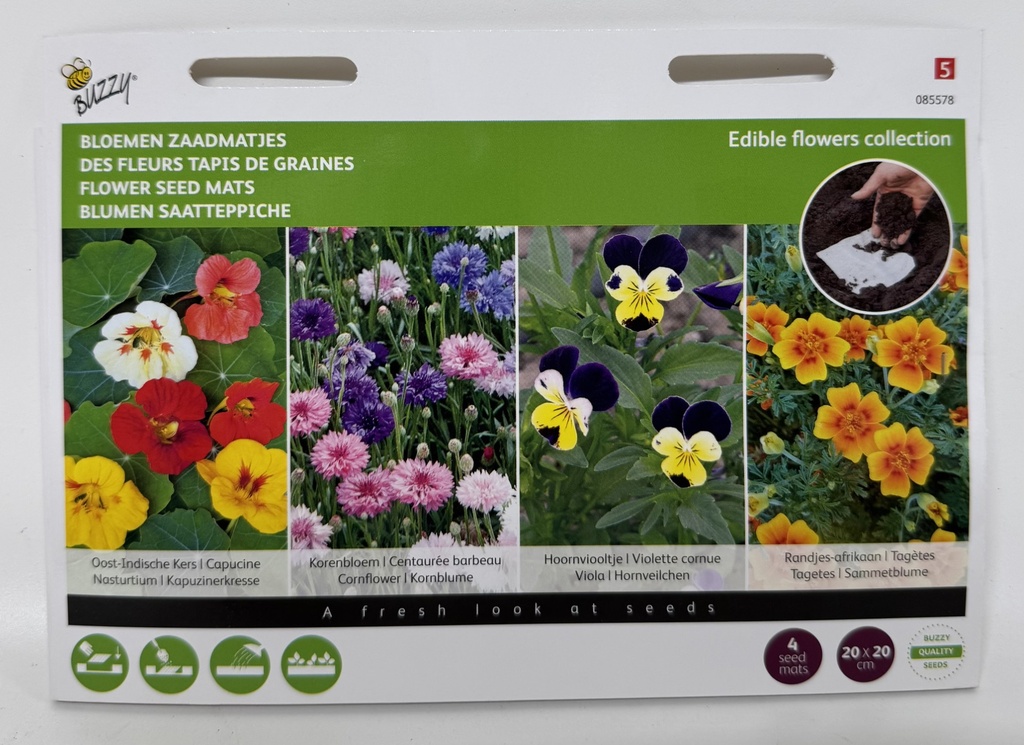 ###Zaadmatjes EETBARE BLOEMEN EN KRUIDEN - 4 soorten