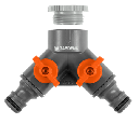 Gardena 2-wegventiel, voor schroefdraden van 26,5 mm (G 3/4'') en 21 mm (G 1/2''), met adapter 