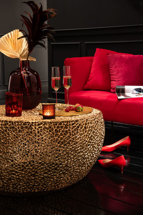 T-Lichthouder Veren Glas Bordeaux Small