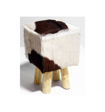 KRUKJE VIERKANT GEITEHUID ca. 30x30x46 cm