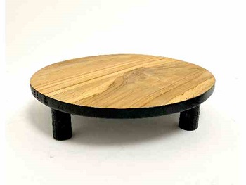 PLATE TEAK natural/black ca. 40 x 9 cm