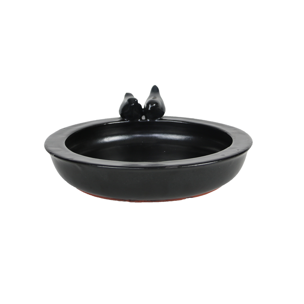 Vogelbad keramiek rond zwart - ca 30 cm