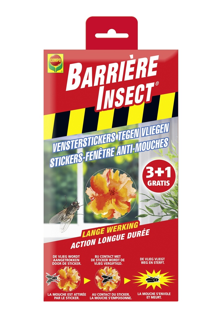 COMPO Barrière Insect Vensterstickers tegen Vliegen (3+1 gratis)