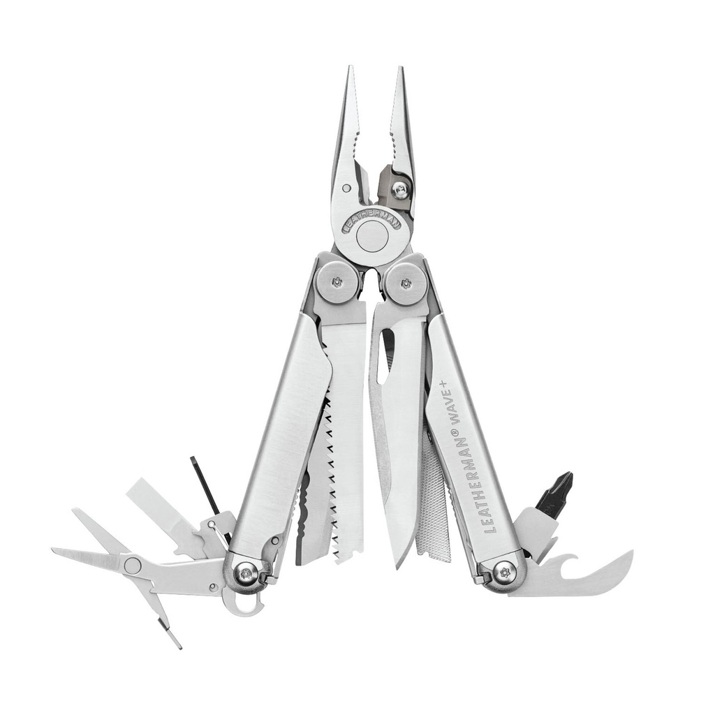 Multitool, Leatherman, Wave+, Silver, nylon etui, doos