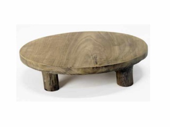 TEAK PLATEAU BLACK/NATUREL D30H8cm