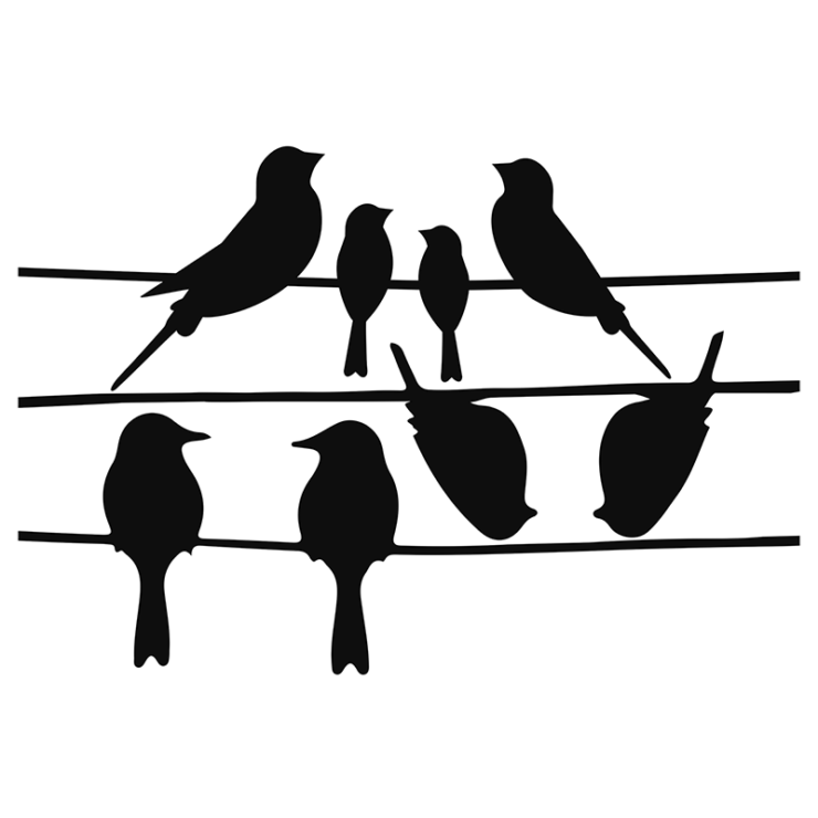 RAAMSTICKERS VOGELS OP DRAAD