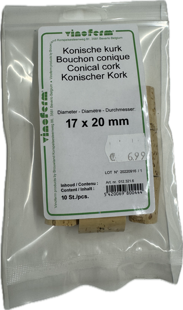 Konische kurken 17 x 20 mm - 10 st