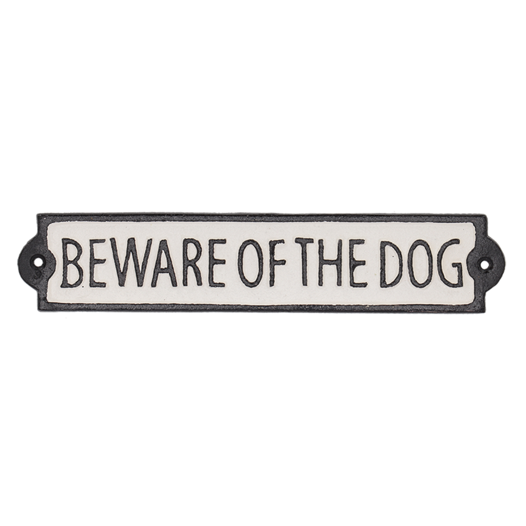 Deurbordje 'BEWARE OF THE DOG' gietijzer