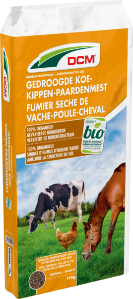 DCM Gedroogde Koe-Kippen-Paardenmest - 18 kg