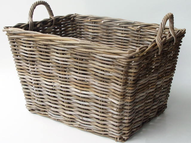 Haardmand Rotan Grijs 60x47x37 cm