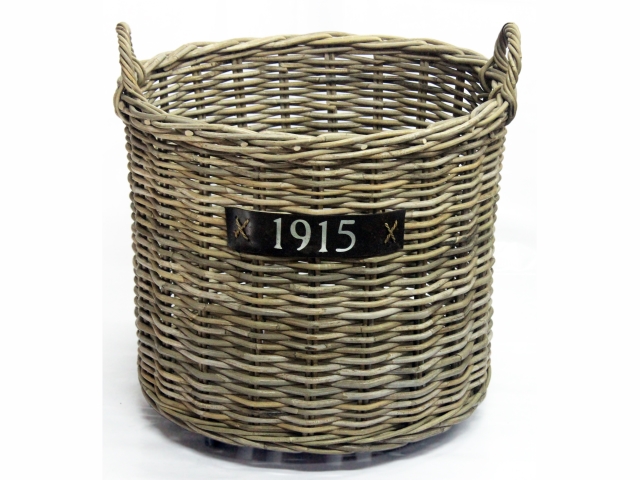 HAARDMAND ROTAN GRIJS ca. 65 x 60 cm, met wielen
