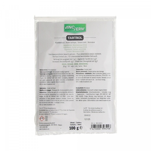 [BROU-003.020.5] Vinoferm Wijnsteenzuur Tartrol - 100 g